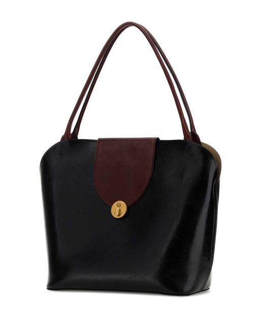 Versace Black Large Handle Shoulder Calf Leather