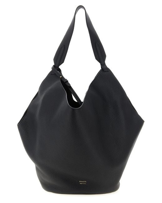 Khaite Black 'Lotus Medium' Shopping Bag