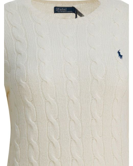 Polo Ralph Lauren White Crewneck Sweater With Logo