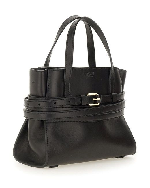 Moschino Black Moschino Tie Me Small Leather Handbag
