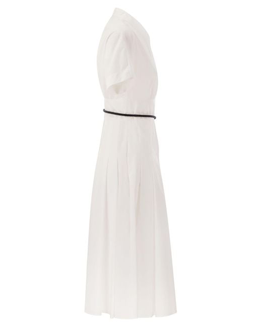 Max Mara Studio Alatri Gekruist Poplin -jurk in het White