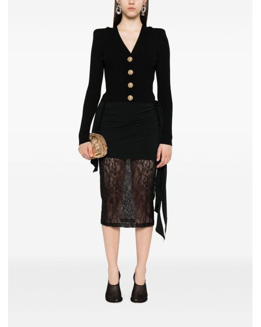 Cárdigan de cuello V Balmain de color Black