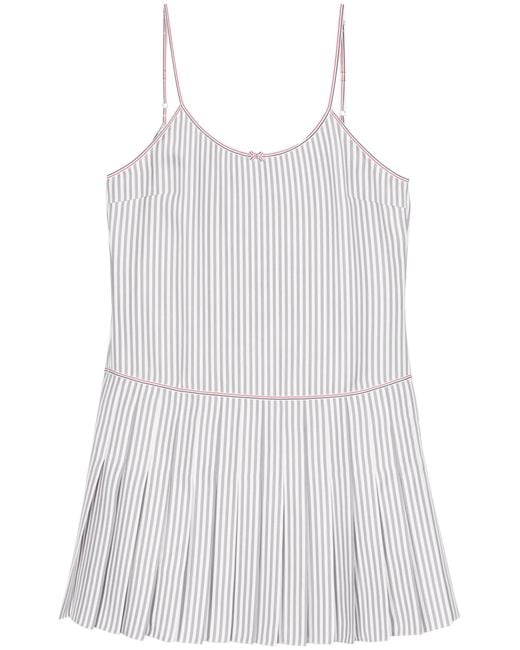 Thom Browne White Striped Pleated Minidress