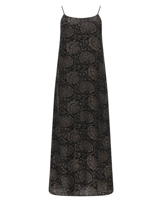 Uma Wang Black Floral Scoop Neck Maxi Dress