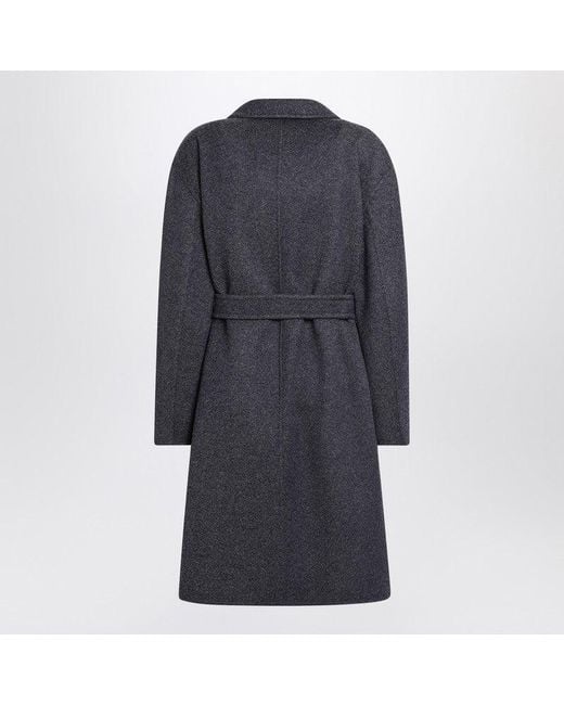 Max Mara Black Wool Coat With Denim Effect