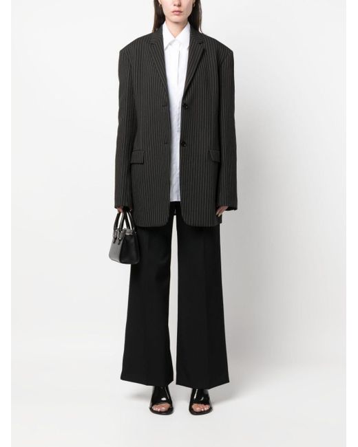 Lanvin Black Wide Leg Wool Trousers