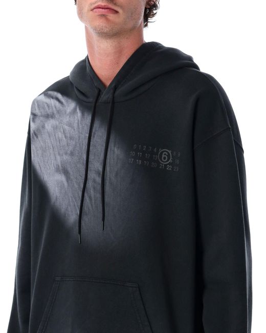 MM6 by Maison Margiela Blue Cotton Hoodie With Tonal Numeric Logo