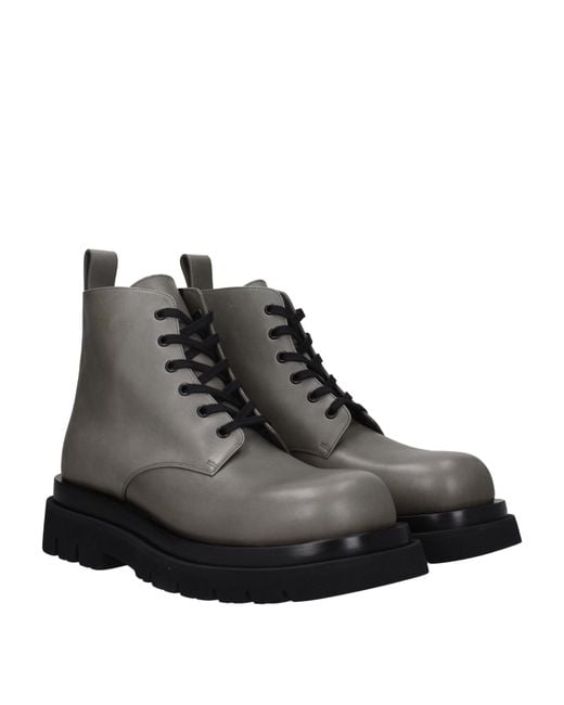 Bottega Veneta Gray Stivaletti Uomo Pelle Grigio/Asfalto for men