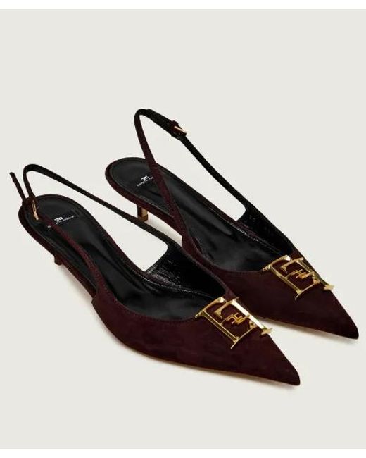 Elisabetta Franchi Brown Suede Slingback