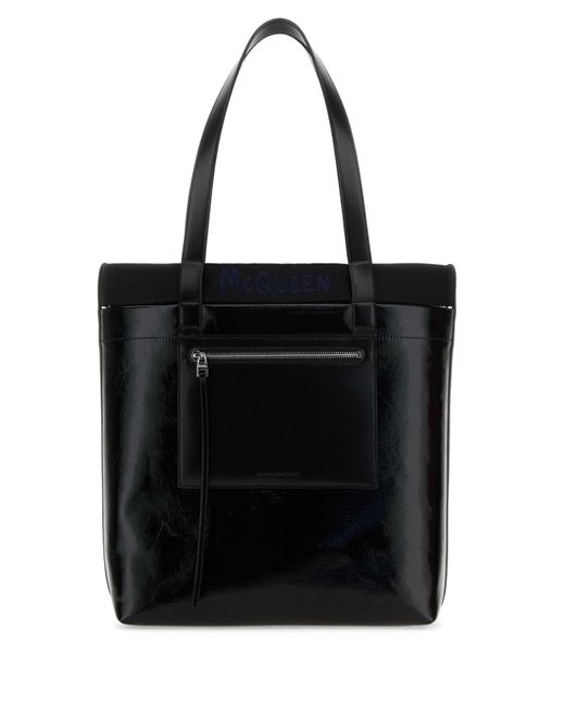 Alexander McQueen Black Canvas Shopping Bag for men