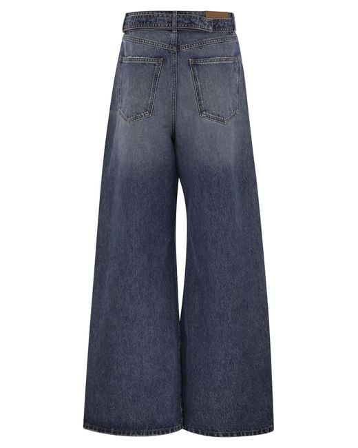 Sportmax Blue Procida Low Waisted Oversize Denim Trousers