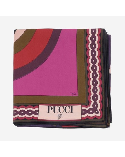 Emilio Pucci Pink Printed Silk Scarf