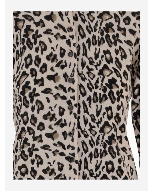 Allude Black Leopard Print Wool And Cashmere Cardigan
