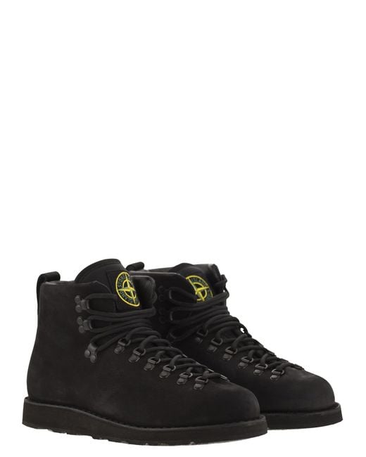 Stone Island Black Boot With Rubber Sole And Cushioning for men