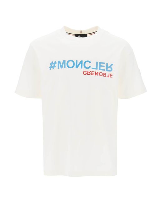 T -Shirt con applicazione logo rialzata. di 3 MONCLER GRENOBLE in White da Uomo