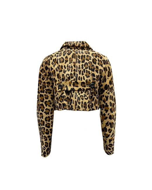 DSquared² Black Leopard Calf Hair Cropped Jacket