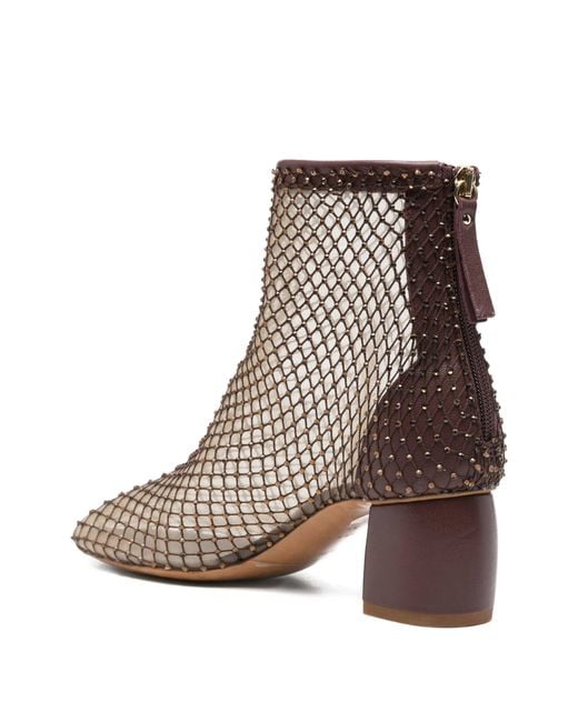 Forte_forte Brown "My Alma" Stivaletto Chic Rete Strass