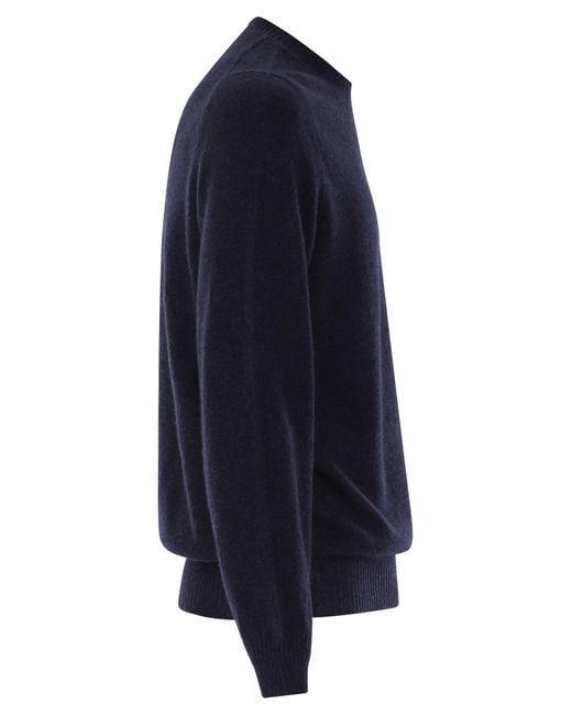 Fedeli Blue Argentina Persia Cashmere Crew Neck for men