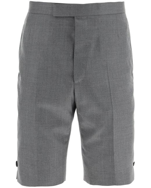 Thom Browne Super 120's Wollen Shorts Met Rugriem in het Gray voor heren