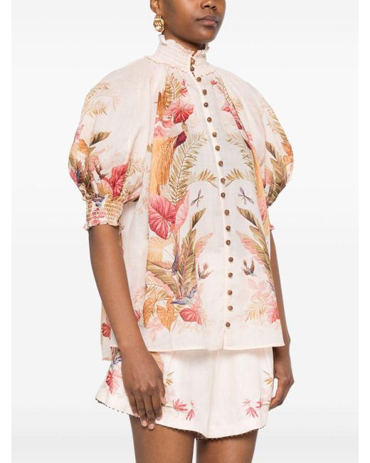 Zimmermann Ascension Drukte Blouse in het Pink