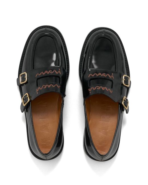 Marni Black Leather Moccasins for men