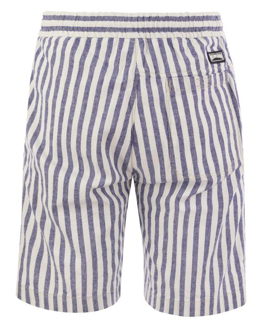 Vilebrequin Blue Striped Cotton And Linen Bermuda Shorts