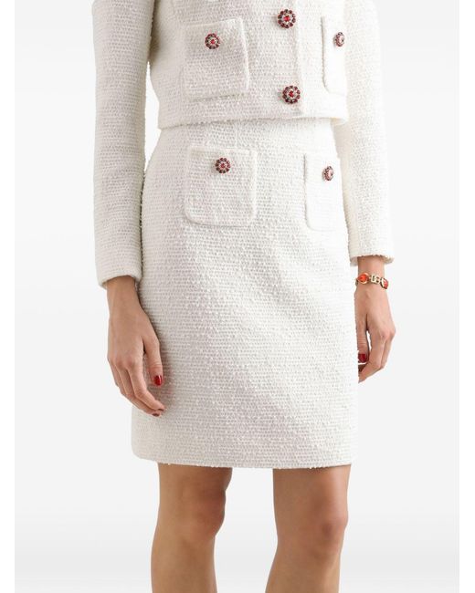 Dolce & Gabbana White Cotton Midi Skirt