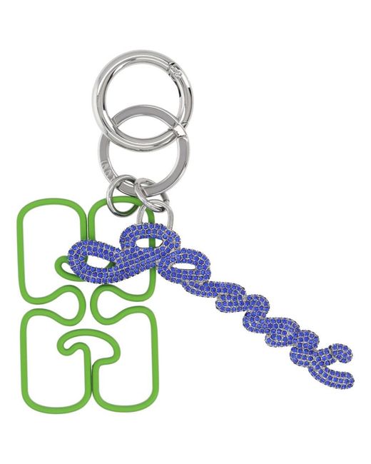 Ganni Blue Keychain With Logo