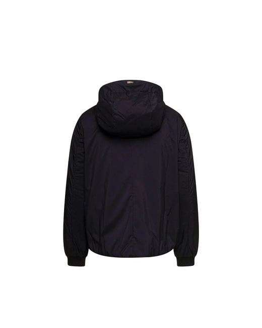 Herno Blue Matt Hooded Bomber Jacket