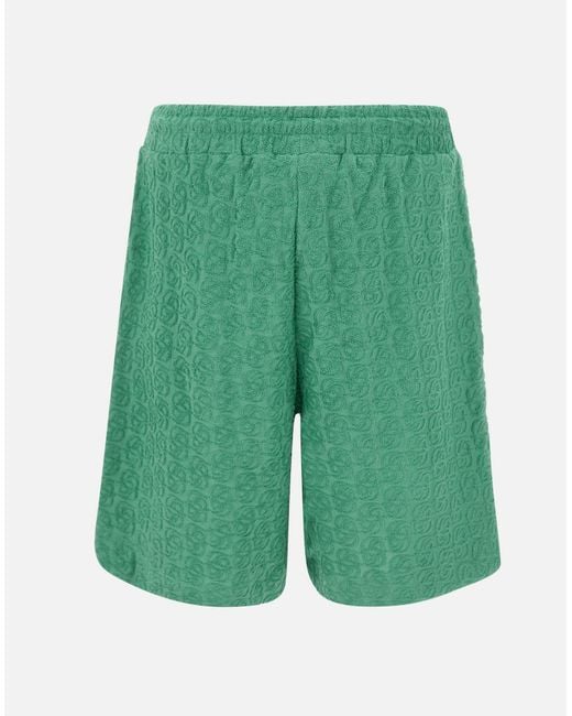Drole de Monsieur Grüne Monogramm-Frottee-Shorts in Green für Herren