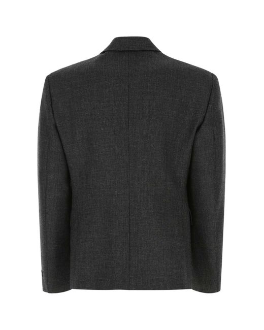 Prada Black Melange Dark Wool Blazer for men
