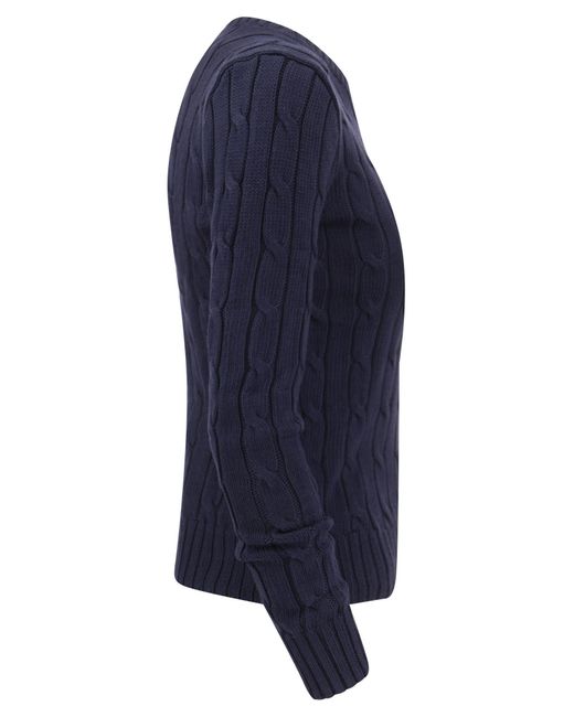 Slim Fit Cable Knit di Polo Ralph Lauren in Blue