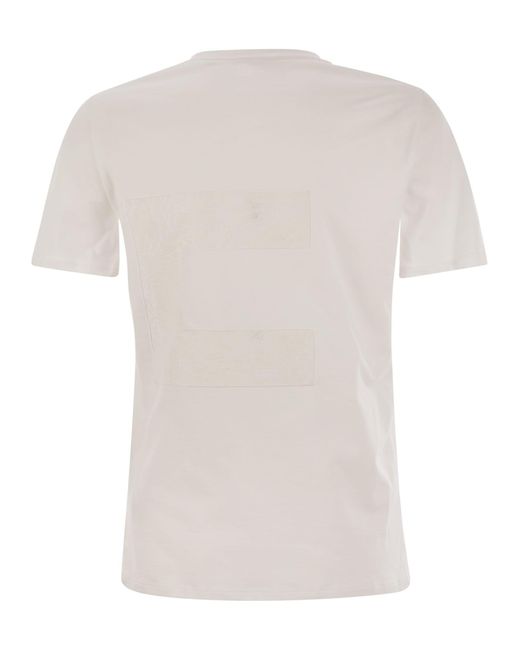 Elisabetta Franchi White Jersey T-Shirt With Voile Macro Logo