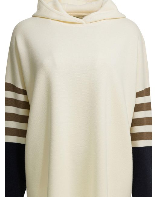 Max Mara Virgin Wool Hooded Sweater Knitwear White