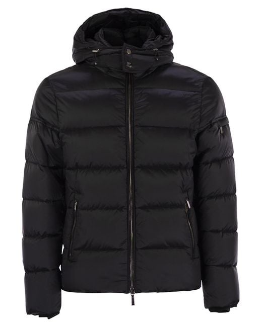 Moorer Black Brett Hooded Down Jacket for men