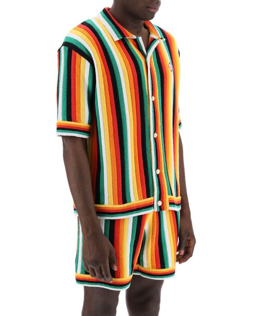 Chemise de bowling en tricot à rayures avec neuf mots Casablancabrand pour homme en coloris Orange