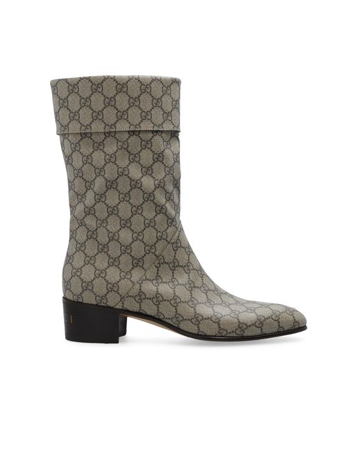 Gucci Heeled Monogram -Stiefel in Gray für Herren