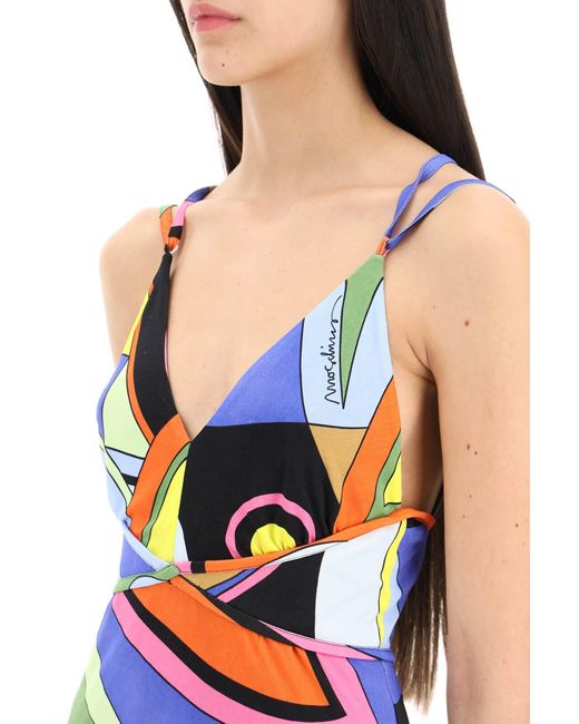 Moschino White Multicolor gedrucktes Trikot -Maxi -Kleid