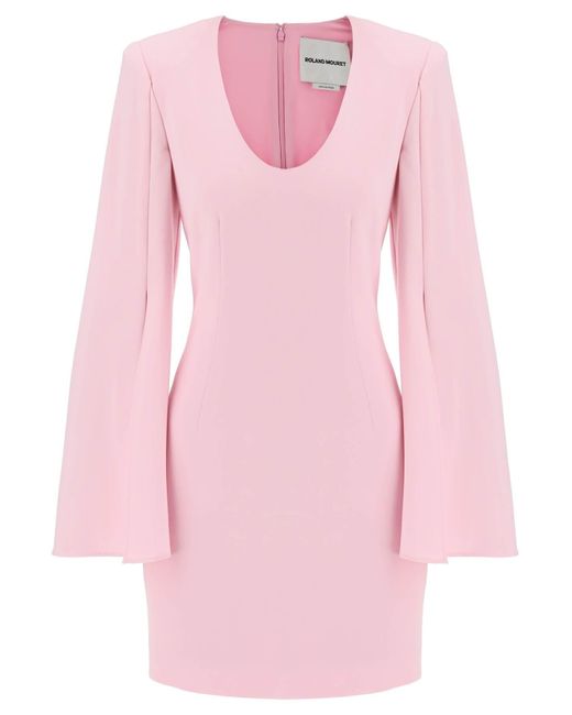 "Mini Vestido con mangas de capa" Roland Mouret de color Pink