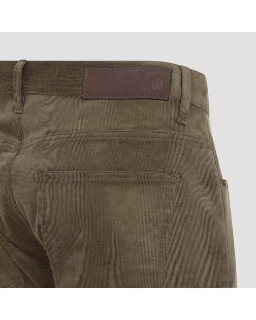 Giorgio Armani Green 5-Pocket Cotton Cashmere Pants With Stretch for men