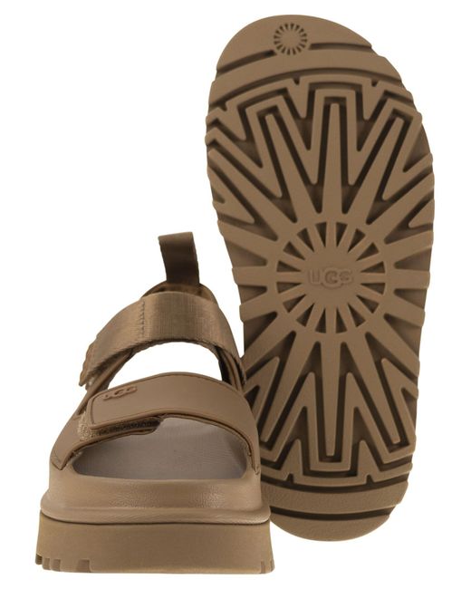 Ugg Brown Goldenglow Adjustable Wedge Sandals