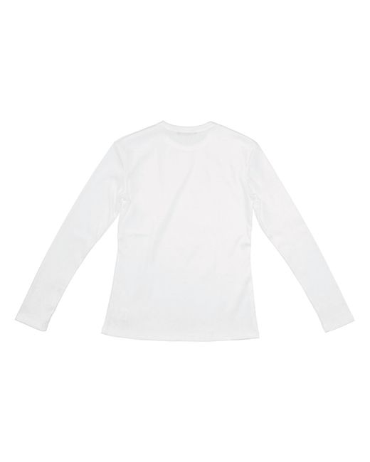 LA ROSE White Long Sleeve Ribbed T Shirt
