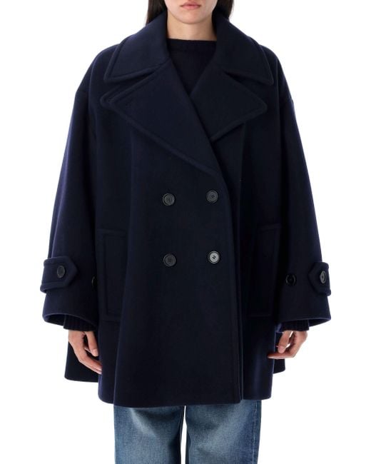 Abrigo Oversized En Mezcla De Lana Chloé de color Blue