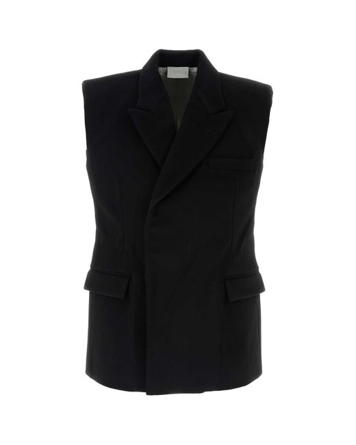 VTMNTS Black Wool Sleeveless Blazer for men