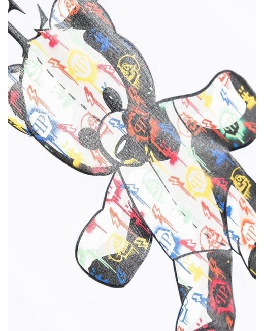 Philipp Plein White Maxi T Shirt Bear