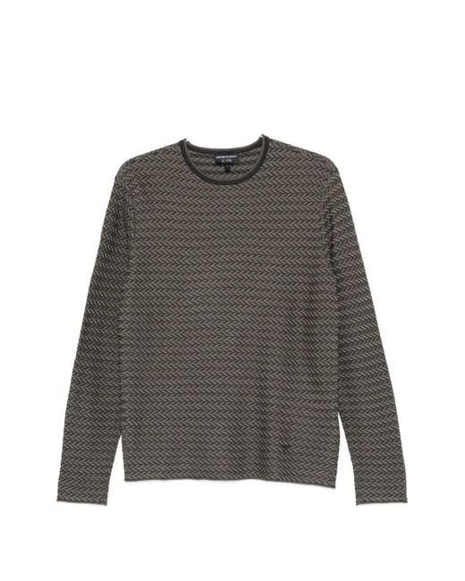 Emporio Armani Gray Wool Crewneck Sweater for men