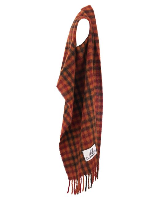 Marni Wool, Alpaca En Mohair Check -sjaal in het Red