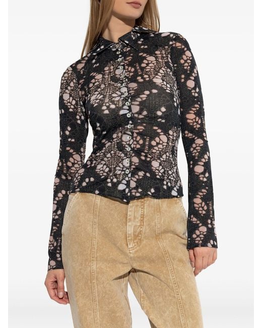 AVAVAV Black Spiky Printed Distressed Knit