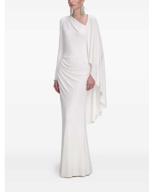 Self-Portrait White Long Draped Dress