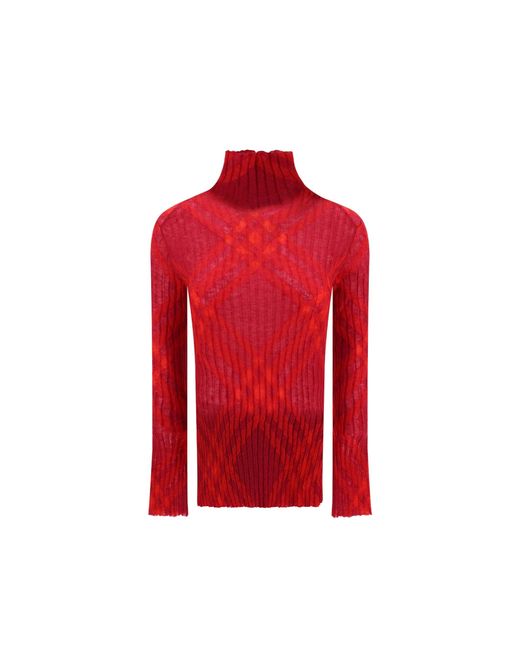 Suéter de lana de Burberry de color Red